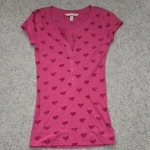 Aeropostale Magenta Top with Heart Accents